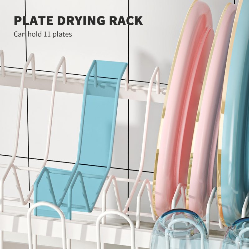 2-Tier Dish Drying Rack with Utensil Holder, Dish Rack with Drainboard for Kitchen Counter,Kitchen Organizers and Storage Rack - Image 3