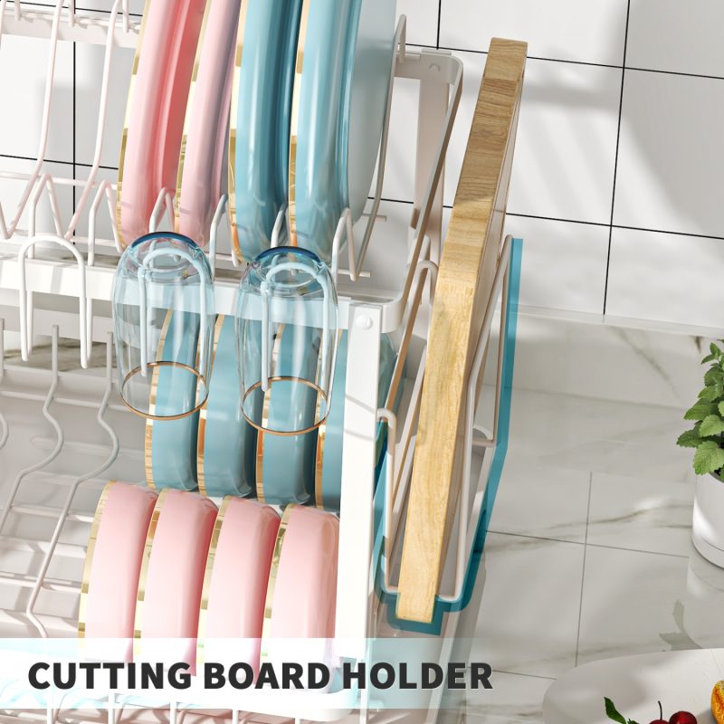 2-Tier Dish Drying Rack with Utensil Holder, Dish Rack with Drainboard for Kitchen Counter,Kitchen Organizers and Storage Rack - Image 5