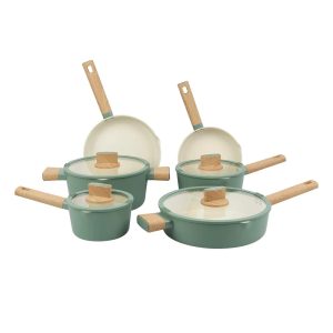 10 Pcs Nonstick Aluminum Ceramic Cookware Set Dishwasher Safe Suitable Induction Fast Even Heating Kitchen Essentials