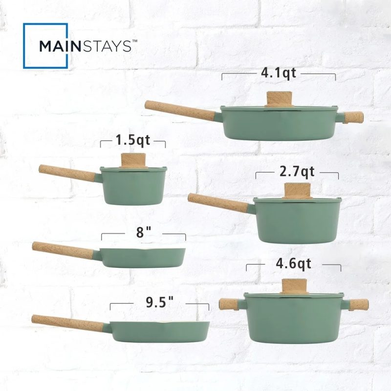 10 Pcs Nonstick Aluminum Ceramic Cookware Set Dishwasher Safe Suitable Induction Fast Even Heating Kitchen Essentials - Image 2