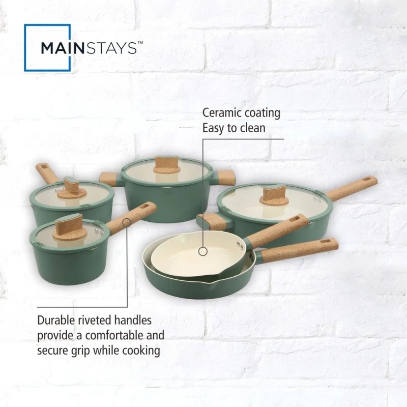 10 Pcs Nonstick Aluminum Ceramic Cookware Set Dishwasher Safe Suitable Induction Fast Even Heating Kitchen Essentials - Image 3
