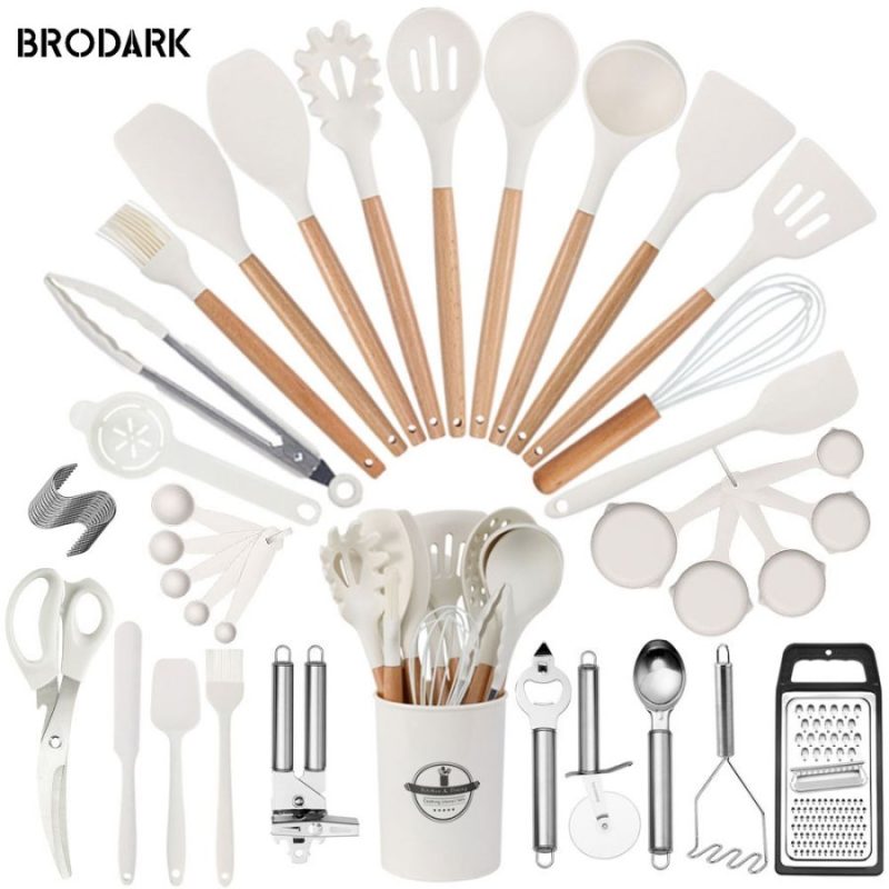 44pcs Premium Silicone Kitchen Utensil Set With Wooden Handles And Knife - Heat-Resistant, Non-Stick Friendly Cooking To - Image 2