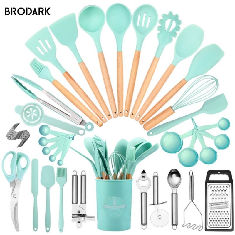 44pcs Premium Silicone Kitchen Utensil Set With Wooden Handles And Knife - Heat-Resistant, Non-Stick Friendly Cooking To - Image 3