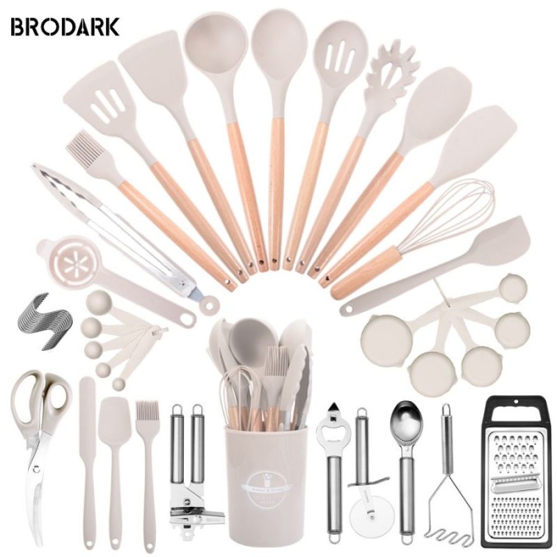 44pcs Premium Silicone Kitchen Utensil Set With Wooden Handles And Knife - Heat-Resistant, Non-Stick Friendly Cooking To - Image 4